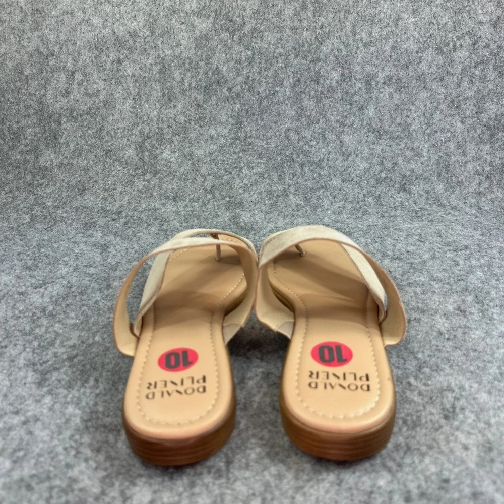 Donald Pliner Galena Womens 10M Sand Suede Elastic Thong Slide Sandals Beige Low